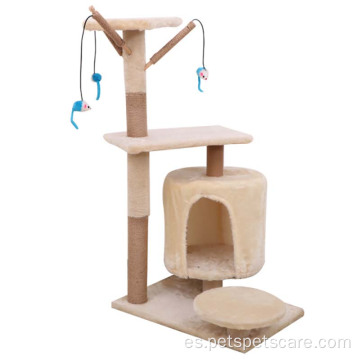 Torre de árbol de gato de plataforma múltiple con juguetes para gatos